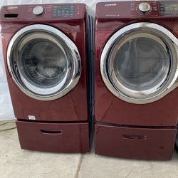 Samsung Washer & Gas Dryer Set Red Metallic- looks Like New  For Sale: Samsung Washer and Dryer Set Red Metallic  Large capacity Gas dryer Electric wa
