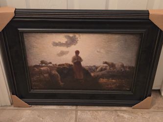Shepherd Sheep Framed Art 19x25