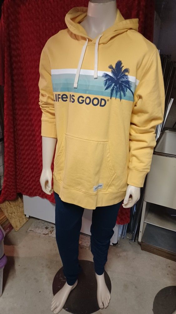 Men's Pullover HOODIE LIFE IS GOOD YELLOW XL