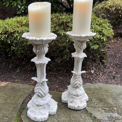 Beautiful shabby chic set of 2 candle holders. 