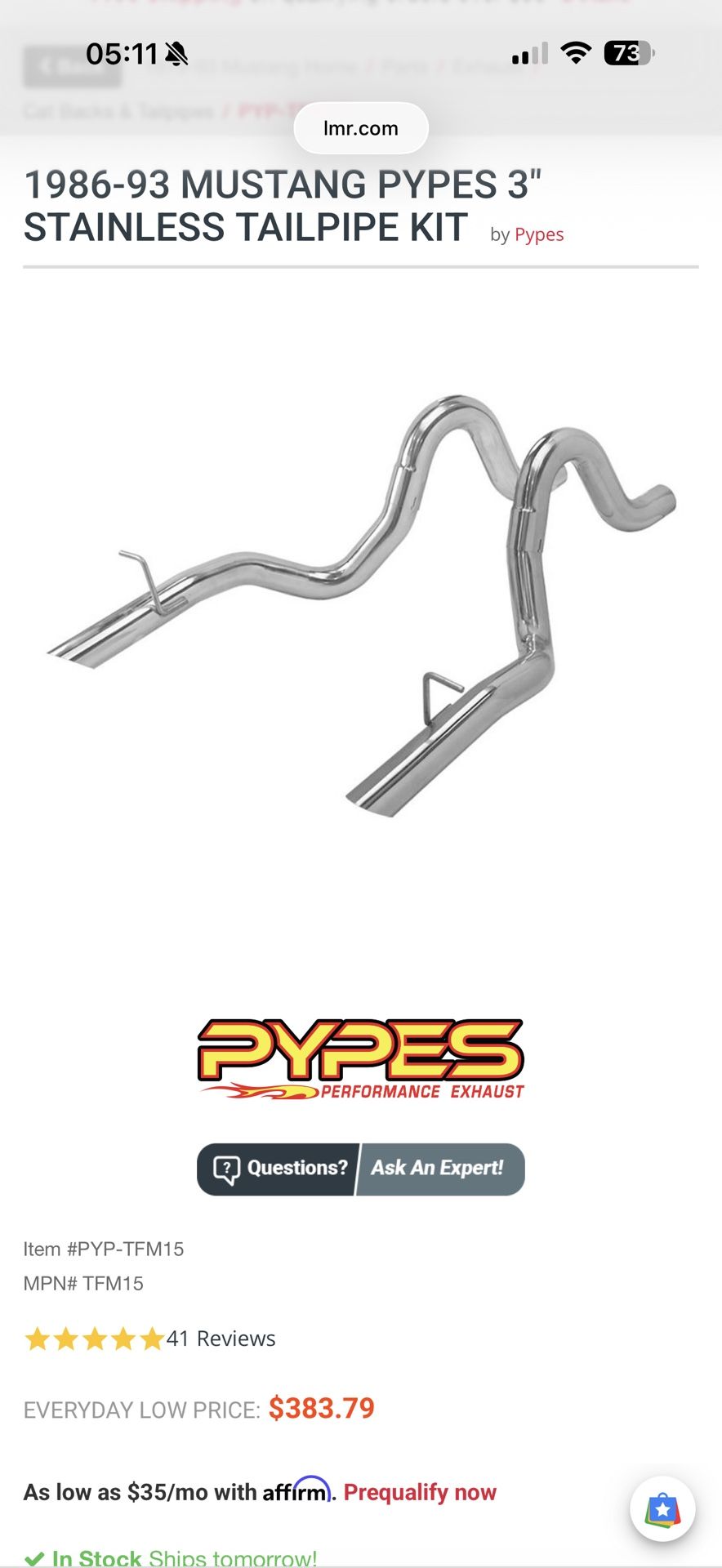 Tail pipes For Fox Body Mustang