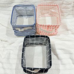 🧺 Mini Fabric Storage Baskets (Set of 3)