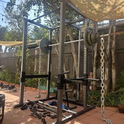 PARABODY OLYMPIC SQUAT RACK WITH OLYMPIC WEIGHTS 