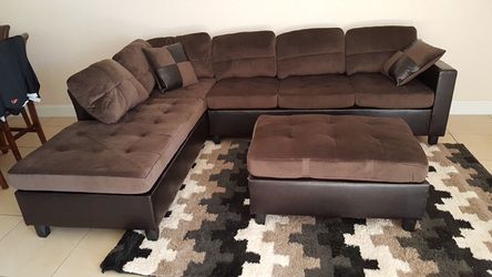 New dark brown plushy sofa sectional
