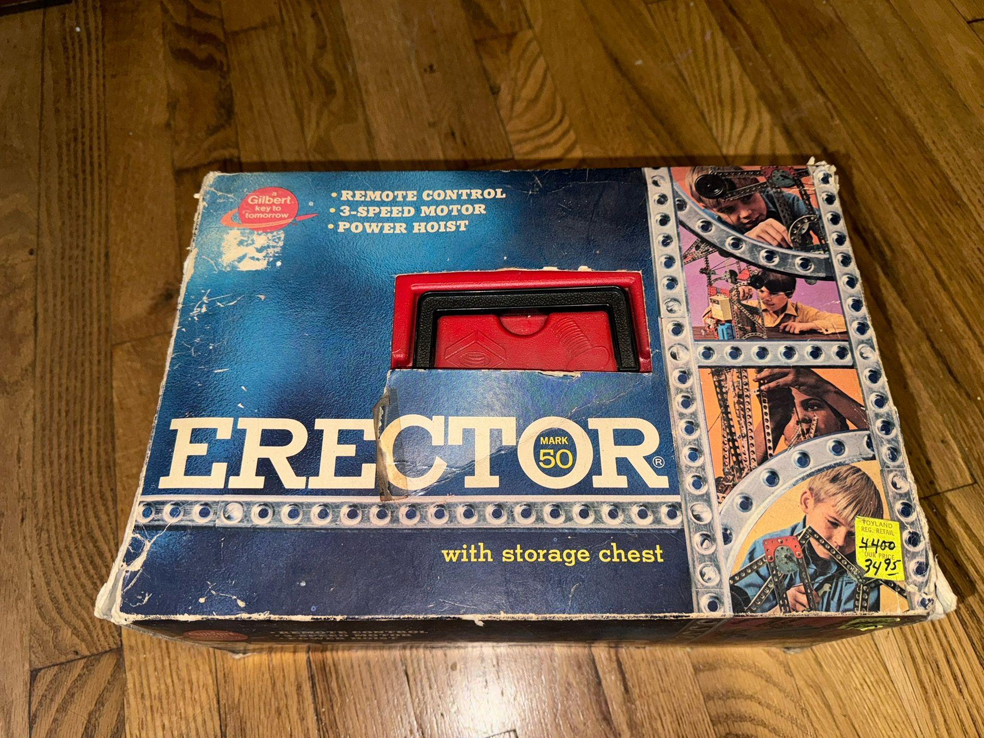 Vintage 1970s Gilbert erector set with red case and box