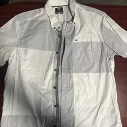 hurley white and gray button down shirt XL