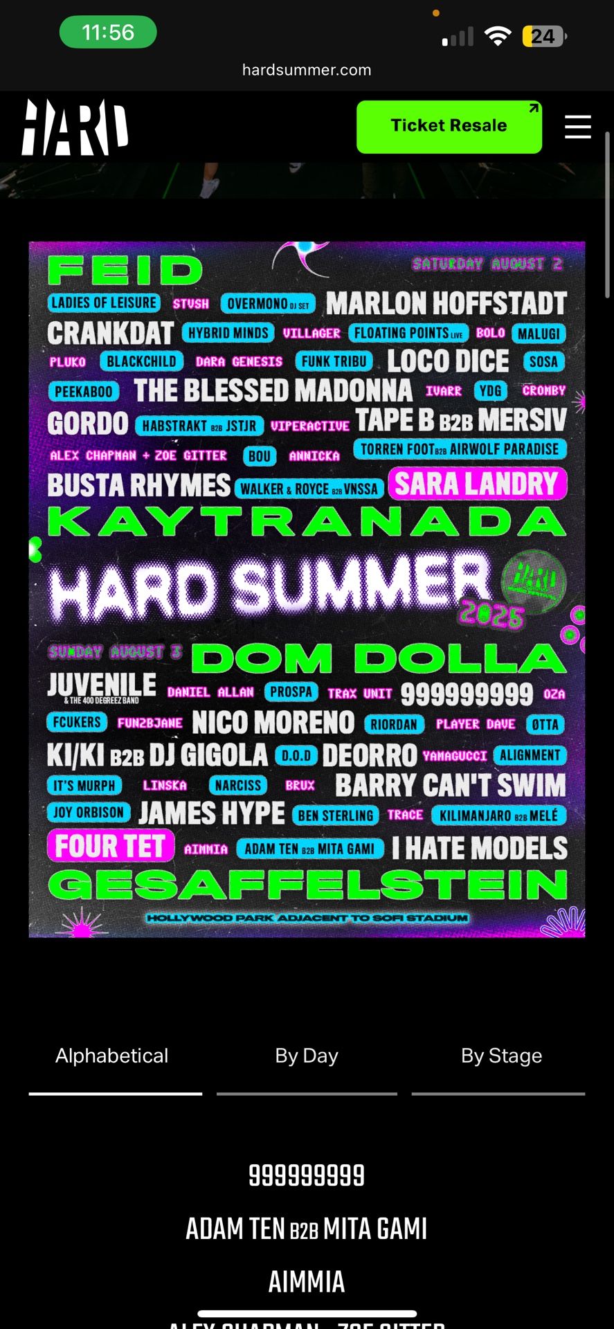 2 SUNDAY GA HARD SUMMER TICKET + PARKING PASS 