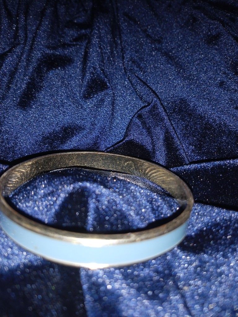 1960's Gold And Aqua Bangel Bracelet