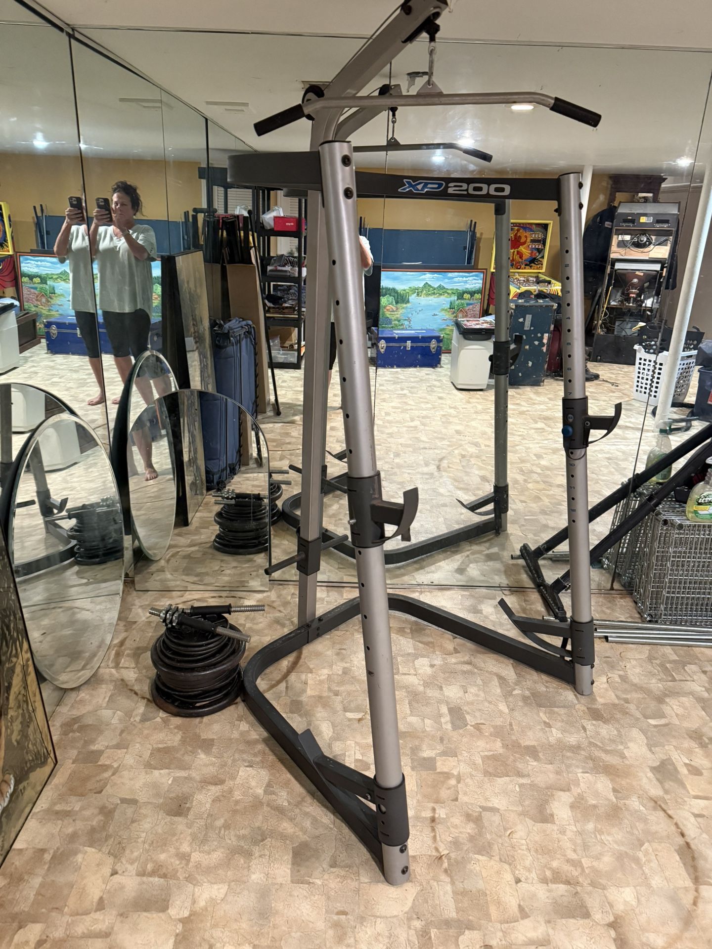 Squat/pull Down Rack And Bench With Weights And Bars