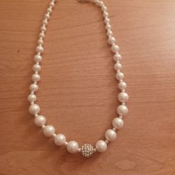 Fashion Costume Faux Glass Pearl Necklace 
