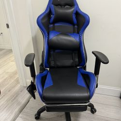 Goplus Office Massage Gaming Chair Reclining Swivel  Racing w/ Footrest Blue