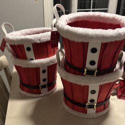 Santa Wooden Baskets 