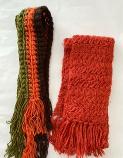 Handmade Crochet Scarves with Fringe – Set of 3