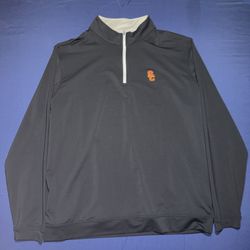 Men’s Peter Millar USC College 1/4 Zip Pull Over Black Sweater Size XXL