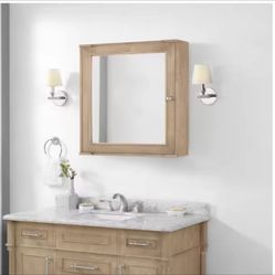 HDC Aberdeen 24" X 8" X 27" Rectangular Antique Oak Medicine Cabinet w/Mirror