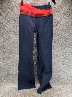 Lululemon Astro Pants Womens Size 4 Leggings Navy Blue Pink Pull On Wide Leg