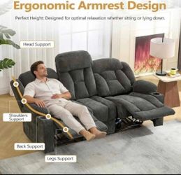 Reclining 3-Seat Living Room Furniture Sets with Cup Holders, Side Pocket, Wall-Hugger Design for Living Room Home Theater Bedroom, Grey