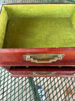 Vintage Wood Jewelry Box with Drawers