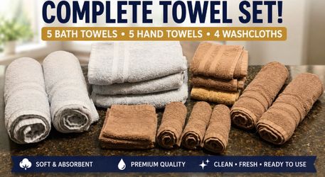🔥 BEAUTIFUL 14-PIECE TOWEL SET – $10! 🔥