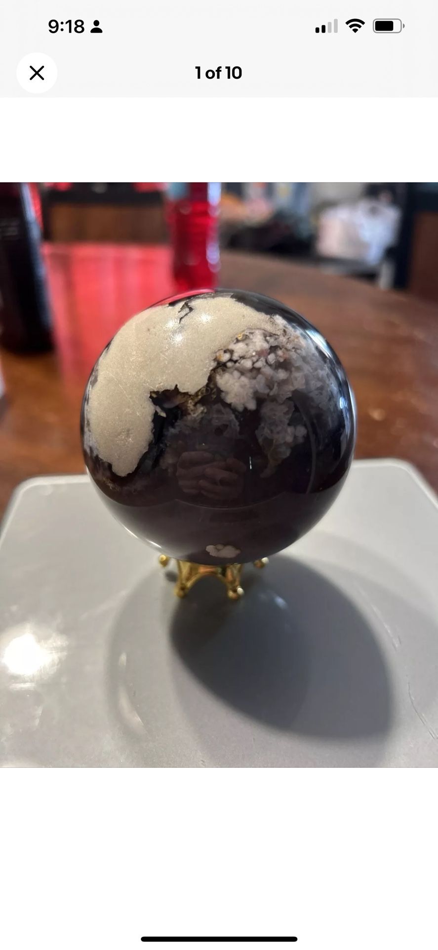 Black Flower Agate Sphere High Quality! 579G!