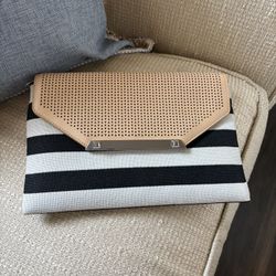 Stella & Dot Always By Your Side Magnetic Close Clutch Purse Wallet Stripe Bag