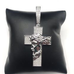 925 Sterling Silver 2.20CT MOISSANITE Jesus Cross Men’s Pendant 