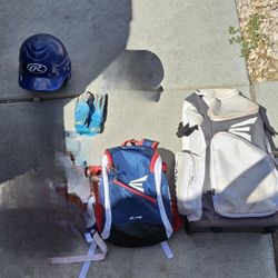 Baseball helmet, Backpack 