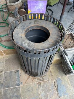 outdoor steel trash receptacle