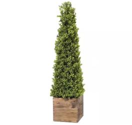 🌳 36" Artificial Boxwood Topiary Tree - Faux Plant in Rustic Wood Planter🌳