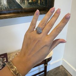 14K Yellow Gold Natural Diamonds Estate Cocktail Ring 