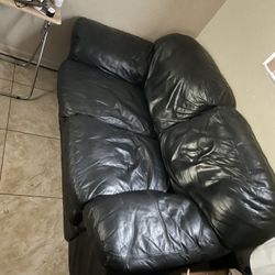 Black Leather Sofa And Love Seat