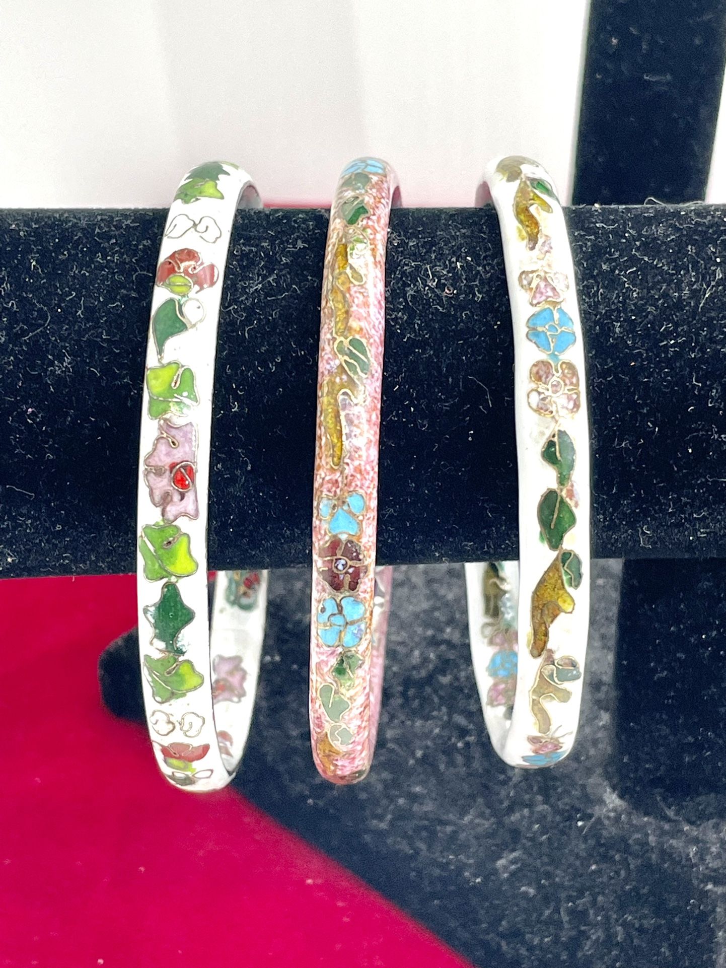 Set Of 3 Asian Cloisonné Bangles