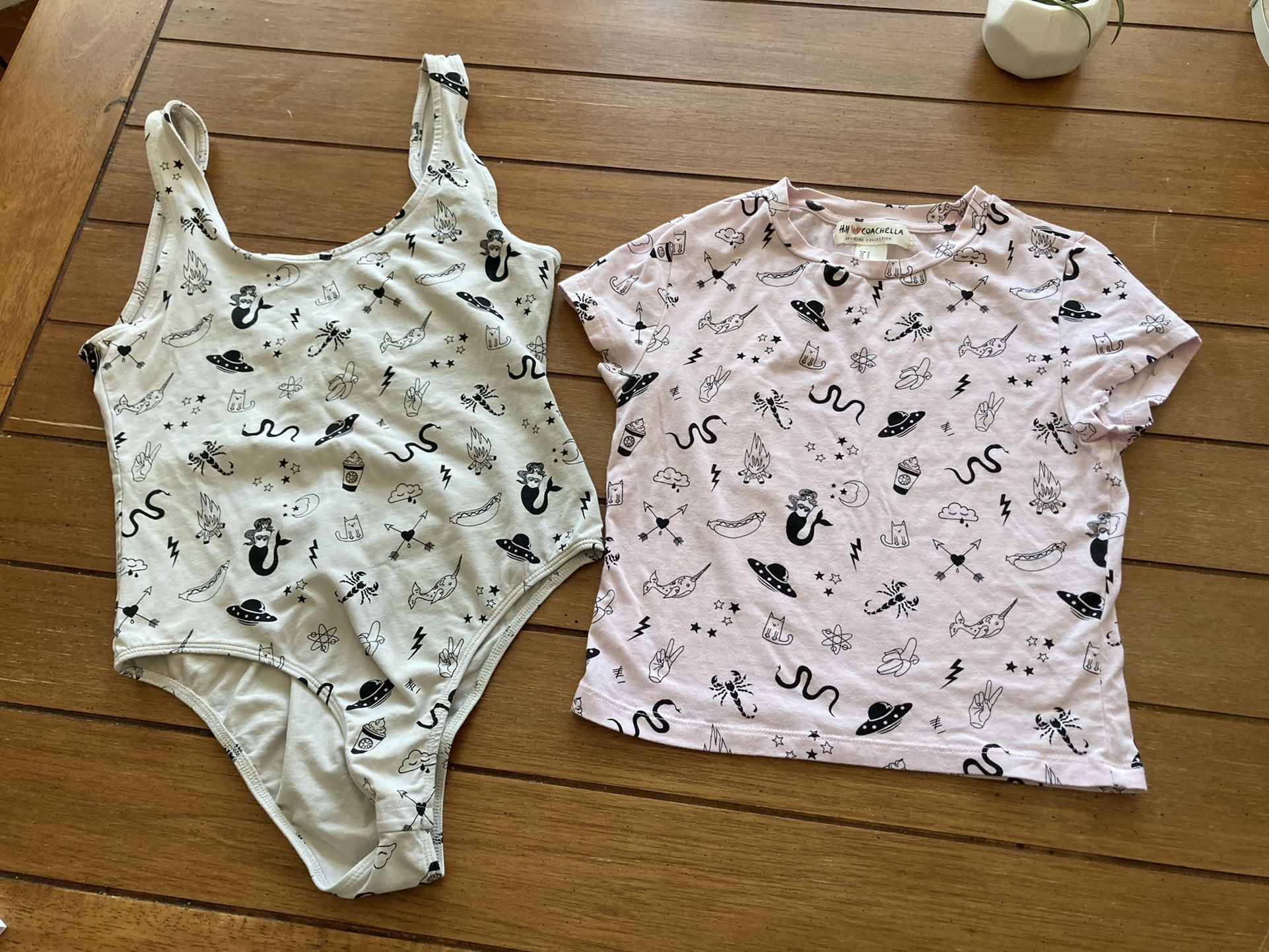 Women H&M Coachella Bodysuit Shirt Bundle 