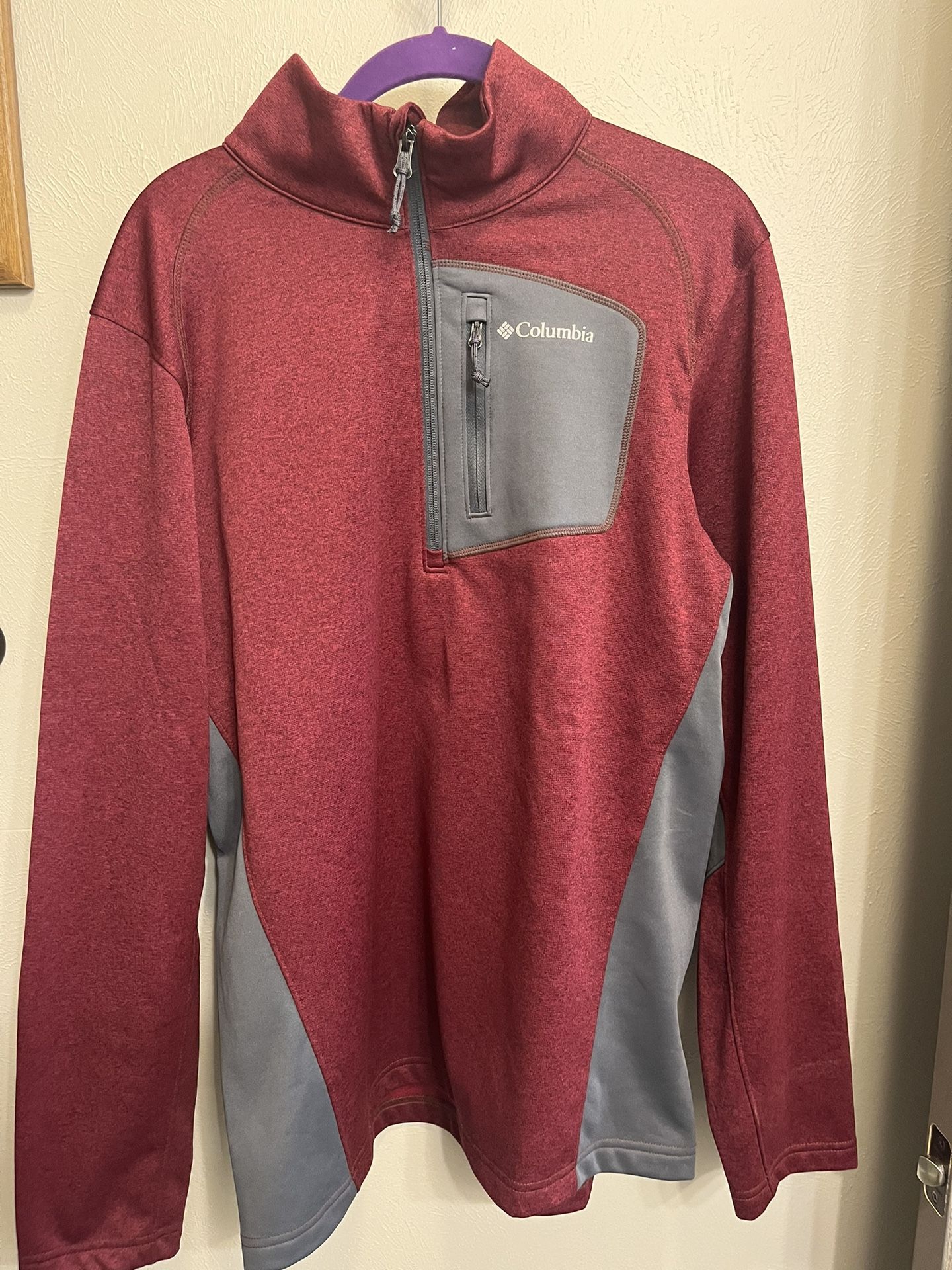 Columbia Men’s Red Pullover 1/4 Zip Fleece Size M