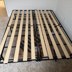Full Size Metal Bed Frame With Wooden Support 