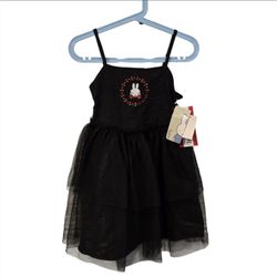 Girls’ Miffy Embroidery Tulle Black Dress Size XS Rabbit NWT Spaghetti Straps
