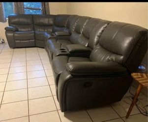 *Weekend Special!!!*---Sophisticated Madrid Gray Leather Reclining Sectional Sofa---Delivery/$10 Down Financing🤠