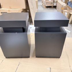 Nightstand Set of 2 with LED Lights,Night Stand with Storage Cabinet for Bedroom,Bedside Table with LED, Black