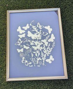 Gold butterflies on black ground in Faux gold frame