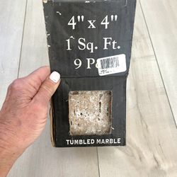 Set Of 4x4 Tumbled Marble Stone Tiles 3 Boxes Of 9 Tiles Each