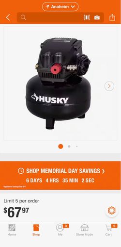 Husky 3 gallon air compressor