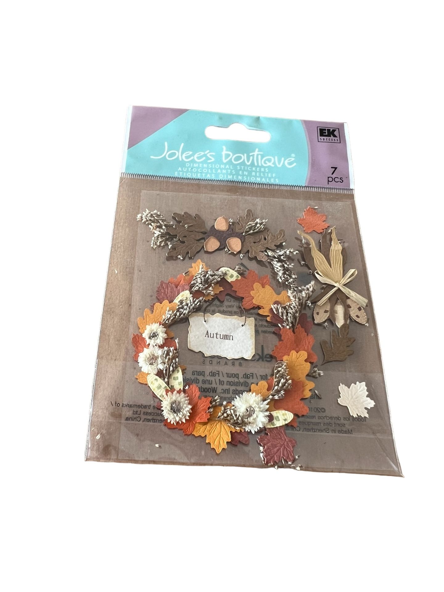 Jolees Autumn Wreath Acorn Fall Falling Leaves Thanksgiving Scrapbook Stickers Add some seasonal flair to your scrapbook with these Jolee's Boutique d