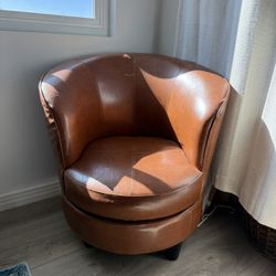 FREE****Leather Mid Century Modern Swivel Chair 