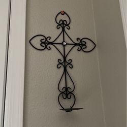 Candle Holder Cross Wall Art Decor