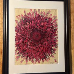 Mixed Media Flower Painting In Frame