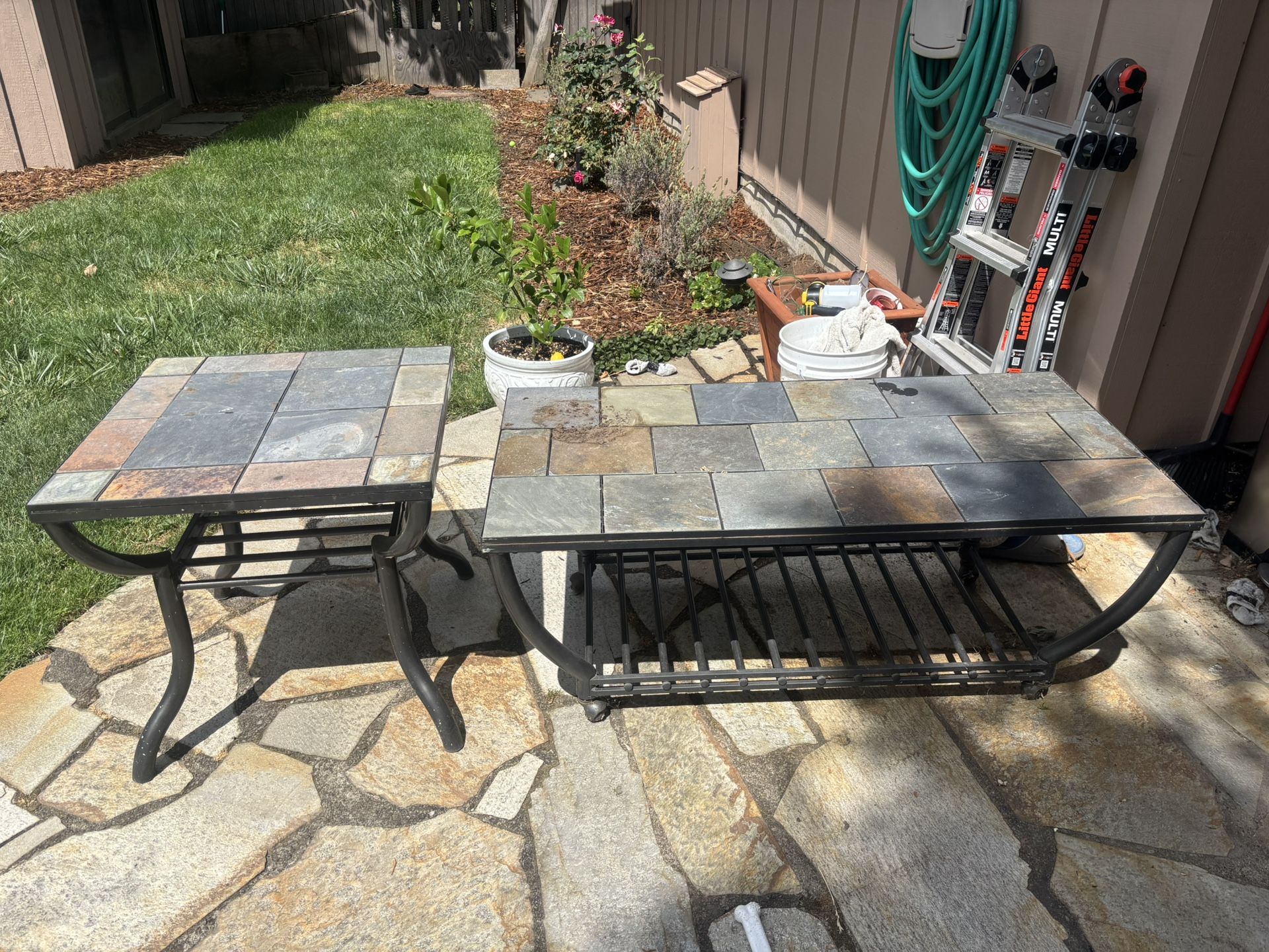 2 Outdoor Stone Tables