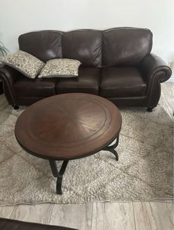 set of 3 rich walnut brown living room table