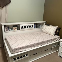 Twin Bed Frame With Storage + Foam Mattress