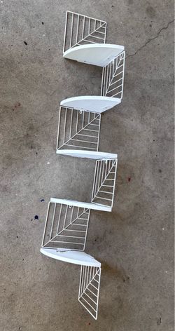 Corner Wall Shelf 5 Tier,Solid Wood/Metal Bracket,51"Tall,White Easy to Install,Leaf-Shaped Floating Wall Shelves