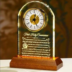 New Glass Clock First Holy Communion Gifts for Girls Boys Catholic
First 1st Communion Baptism Gift, Crystal Keepsake Christening Christian Ideas, wit